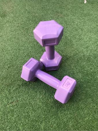 Leyaton Leyayon 1 Kg X 2 Adet Dambıl Vinyl Kaplı Dumbell Ağırlık - Mor Renk