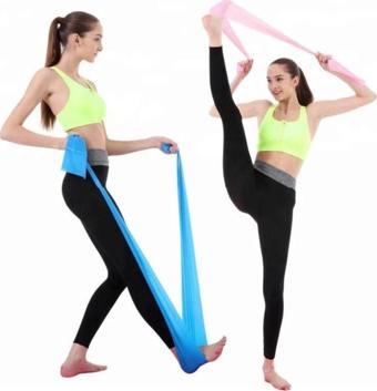 Leyaton Pilates Bandı Jimnastik Pilates Lastiği 120X15 Cm Egzersiz Aerobik Bant 1 Adet Mavi