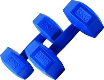 Leyaton Plastik 3 Kg X 2 Adet Fitness Dambıl Ağırlık Seti 3 Kg Mavi Dambıl Seti