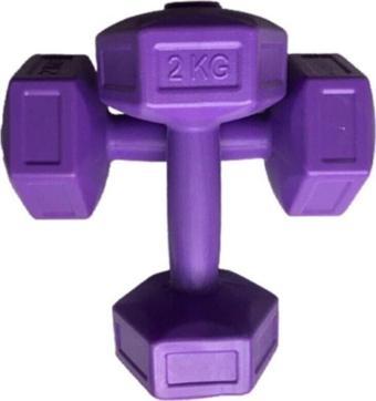 Mrt 2 Kg X 2 Adet Dambıl Vinyl Kaplı Dumbell Ağırlık-Mor