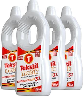 Tekstilmatik Ev Tekstili 3'Ü 1 Arada Sıvı Çamaşır Deterjanı 1200 Ml X 4 Adet