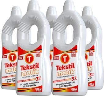 Tekstilmatik Ev Tekstili 3'Ü 1 Arada Sıvı Çamaşır Deterjanı 5 Adet 1200 Ml