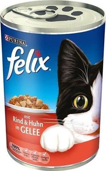 Felix Sığırlı ve Tavuklu Yetişkin Kedi Konserve Yaş Maması 24 X 400 gr