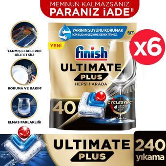 Finish Ultimate Plus 240 Kapsül Bulaşık Makinesi Deterjanı Tableti (6x 40 Kapsül)