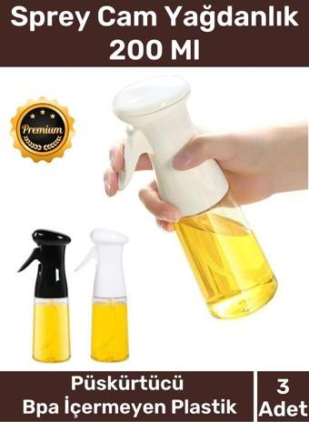 Deluxe Atomize Başlık Fan Şekilli Püskürtücü Bpa İçermeyen Plastik Sprey Cam Yağdanlık 200 Ml 3 Adet