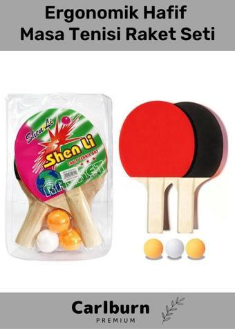 Özel Üretim Ergonomik Dayanıklı Kaliteli Renkli Şık 2 Adet Raket 3 Adet Pinpon Topu Masa Tenisi Seti