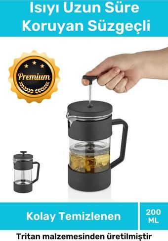 Özel Üretim Isıyı Uzun Süre Koruyan Süzgeçli Bitki Çayı Demliği Filtre Kahve French Press 200 ml