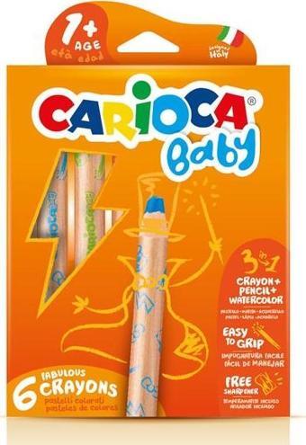 Carioca 3 in 1 Jumbo Bebek Ahşap Gövdeli 6'lı Boya Kalemi 