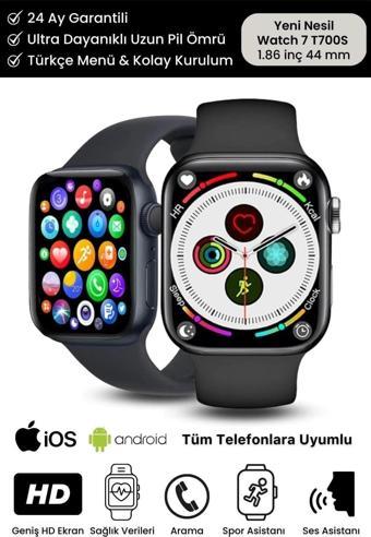 Su Geçirmez 45mm T700s Simli Watch 7 Ios Android Sağlık Sensörlü Bluetooth Aramalı Alarm Akıllı Saat