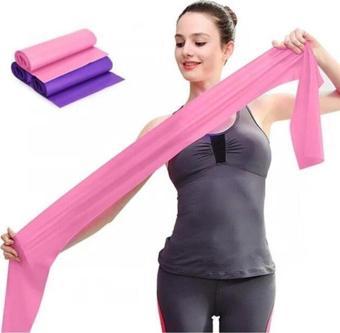 pekial Pembe Pilates Bandı Jimnastik Pilates Lastiği 120X15 Cm Egzersiz Aerobik Bant 1 Adet