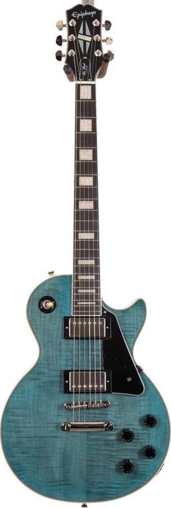 Epiphone Les Paul Custom Figured Elektro Gitar (Transparent Blue)