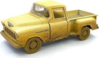 Hepsilazım 1955 Chevy Stepside Pick - Up (Çamurlu) - Çek Bırak 5İnch. Lisanslı Model Araba, Oyuncak Araba 1:32