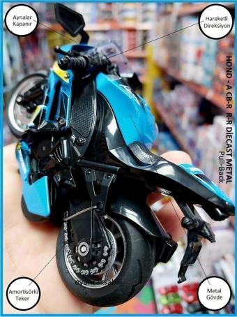 Hepsilazım Honda Cbr Motor Oyuncak Yarış Motorsiklet Diecast Metal Model Araç Çek Bırak 13 Cm