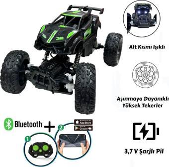 Hepsilazım Uzaktan Kumandalı Bluetooth Telefon Kontrollü Jeep Araba Drift Şarjlı Rock Crawler 19 Cm Off-Road