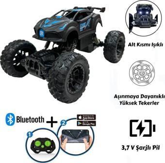 Hepsilazım Uzaktan Kumandalı Bluetooth Telefon Kontrollü Jeep Araba Drift Şarjlı Rock Crawler 19 Cm Off-Road