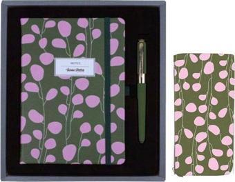 Victorias Journals Karizma Defter 14x20 96 Yaprak + Kalem Çantası 10x20 cm Monaco Kalem Yeşil