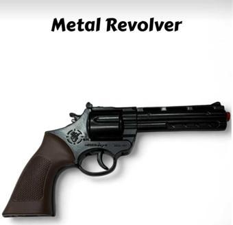 Hepsilazım Mantar Kapsüllü Sekiz Patlar Metal Oyuncak Silah 25 Cm Kovboy Revolver Diecast Tabanca