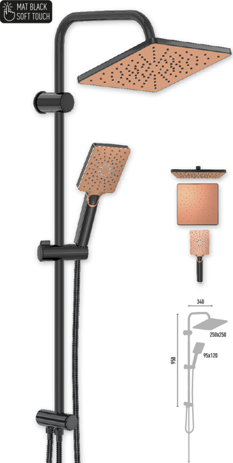 Valtemo Maxıma Bronze Mat Black Duş Seti Vs-2666
