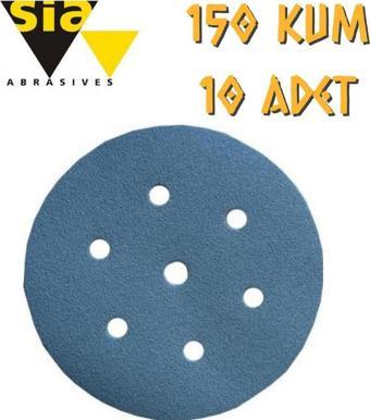 Sia 1949 Hookit 7 Delikli Cırt Zımpara 150 mm - P150 Kum - 10 Adet