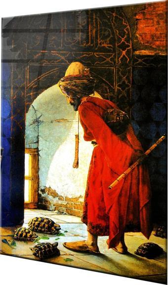 Ünlü Ressam Tabloları, Kaplumbağa Terbiyecisi, Osman Hamdi Bey Cam Tablo  