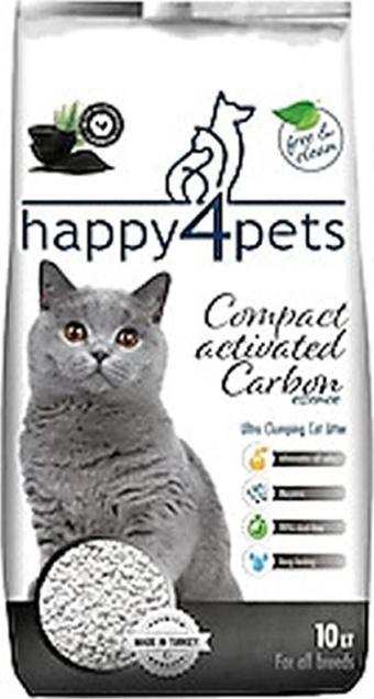 Happy4Pets Aktif Karbon Topaklaşan Bentonit Kedi Kumu 10 lt