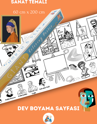 Çocuklar İçin 2 Metre Dev Sanat Temalı Boyama Kağıdı – Eğlenceli ve Yaratıcı Aktivite