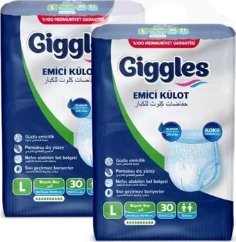 Giggles Emici Külot Large (L) Hasta Bezi | 60 Adet - 2 Paket