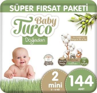 Baby Turco Doğadan Bebek Bezi 2 Numara 144 Adet 