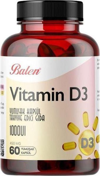 Balen Vitamin D3 Yumuşak Kapsül 450 Mg*60