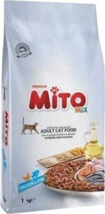 Mito Adult Cat Tavuklu Ve Balıklı Renkli Taneli Yetişkin Kedi Maması1 Kg