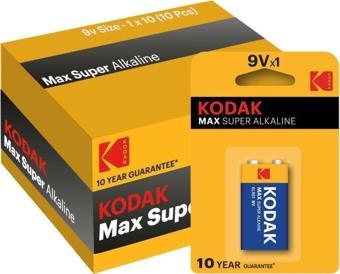 Kodak 10 Adet Max Super Alkalin 9 Volt Pil