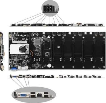 BTC-T37+ Pro Mining Anakart 8 GPU 1600 MHz DDR3 ATX 8'li Ekran Kartı Desteği