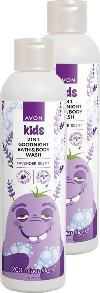 Kids 2 si 1 Arada Çocuklar İçin Lavanta Kokulu Banyo ve Vücut Yıkama 200 Ml. İkili Set