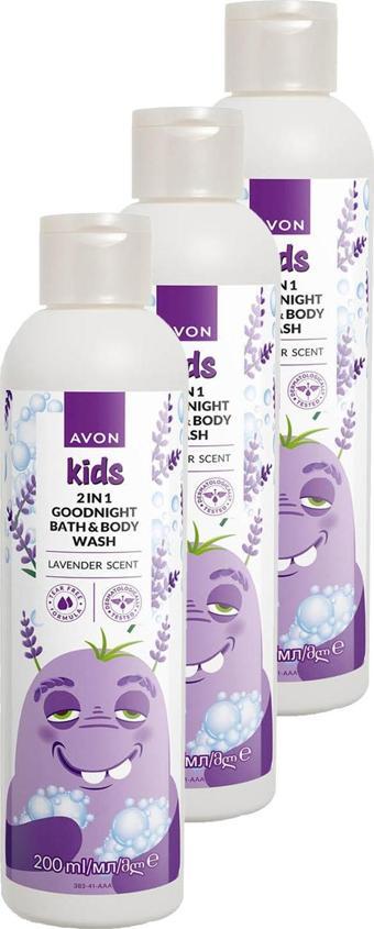 Kids 2 si 1 Arada Çocuklar İçin Lavanta Kokulu Banyo ve Vücut Yıkama 200 Ml. Üçlü Set