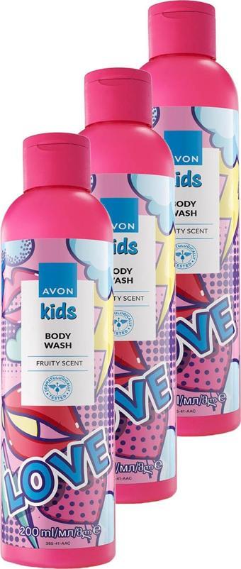 Kids Love Çocuklar İçin Meyve Kokulu Vücut Şampuanı 200 Ml. Üçlü Set