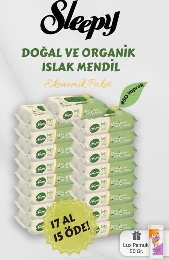 Sleepy Organik Islak Mendil 17 AL 15 Öde Hediyeli