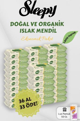 Sleepy Organik Islak Mendil 36 AL 33 Öde Hediyeli