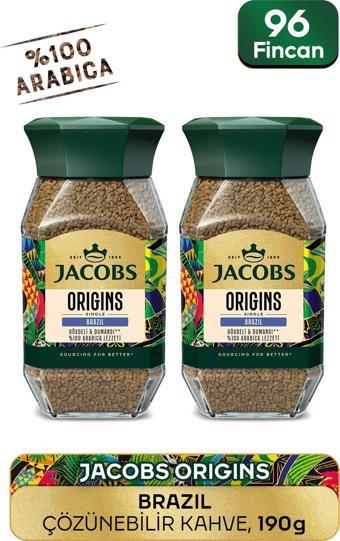 Jacobs Origin Brazil Granül Kahve Cam Kavanoz 95 GR x 2 Adet