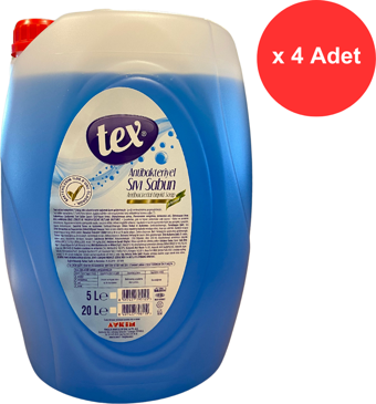 Tex Antibakteriyel Sıvı Sabun 4 x 5 Litre (20 Litre)