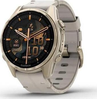 Garmin Fenix 8 - 43mm AMOLED Sapphire Soft Gold ve Kireçtaşı Deri Kayışlı