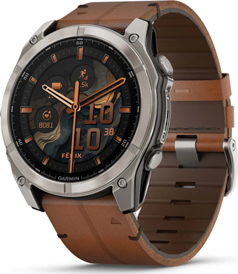 Garmin Fenix 8 – 51mm AMOLED Sapphire Karbon Gri DLC, Deri Kayışlı