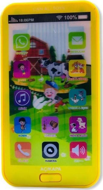 Can Ali Toys Oyuncak Dokunmatik Cep Telefonu Türkçe Sesli 12 Fonksiyonlu Sarı