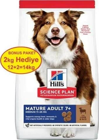 Hills Mature Adult 7+ Orta Irk Kuzu Etli Yaşlı Köpek Maması 12 Kg (+2 Kg Hediyeli)