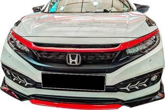 Honda Civic FC5 Ön Tampon Lip Flaplı Piano Kırmızı ABS 2016 ve Sonrası