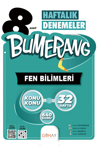 8.Sınıf Bumerang 32 Haftalık Fen Bilimleri Denemeleri - Kolektif  - Günay Yayıncılık