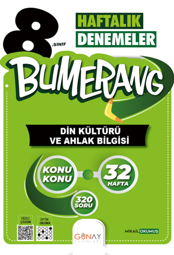 8.Sınıf Din Kültürü ve Ahlak Bilgisi 32 Haftalık Bumerang Denemeleri - Kolektif  - Günay Yayıncılık
