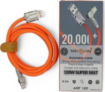 TEKNOWAY  TYPE-C 120W SUPER FAST ŞARJ KABLOSU TURUNCU