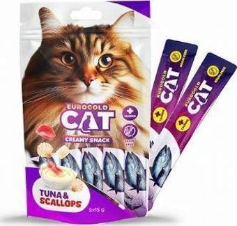 EuroGold Cat Sıvı Kedi Ödülü Ton - Deniz Tarağı 5x15Gr