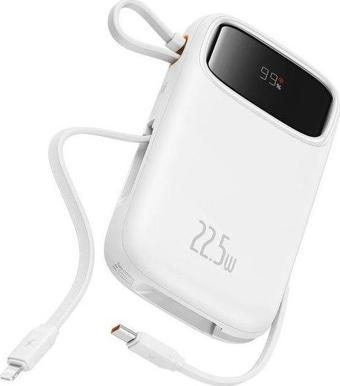 Baseus Q Pow 2 Dijital Ekranlı 22.5W 10.000 mAh Dual Kablolu Powerbank Beyaz