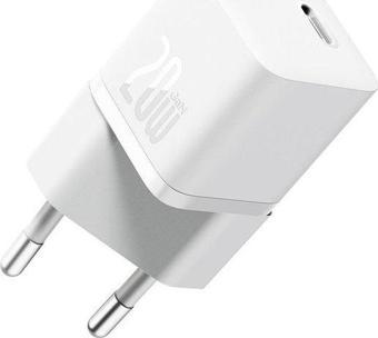 Baseus Gan5 Mini 1C 20 W Type-C Beyaz Hızlı Şarj Adaptörü